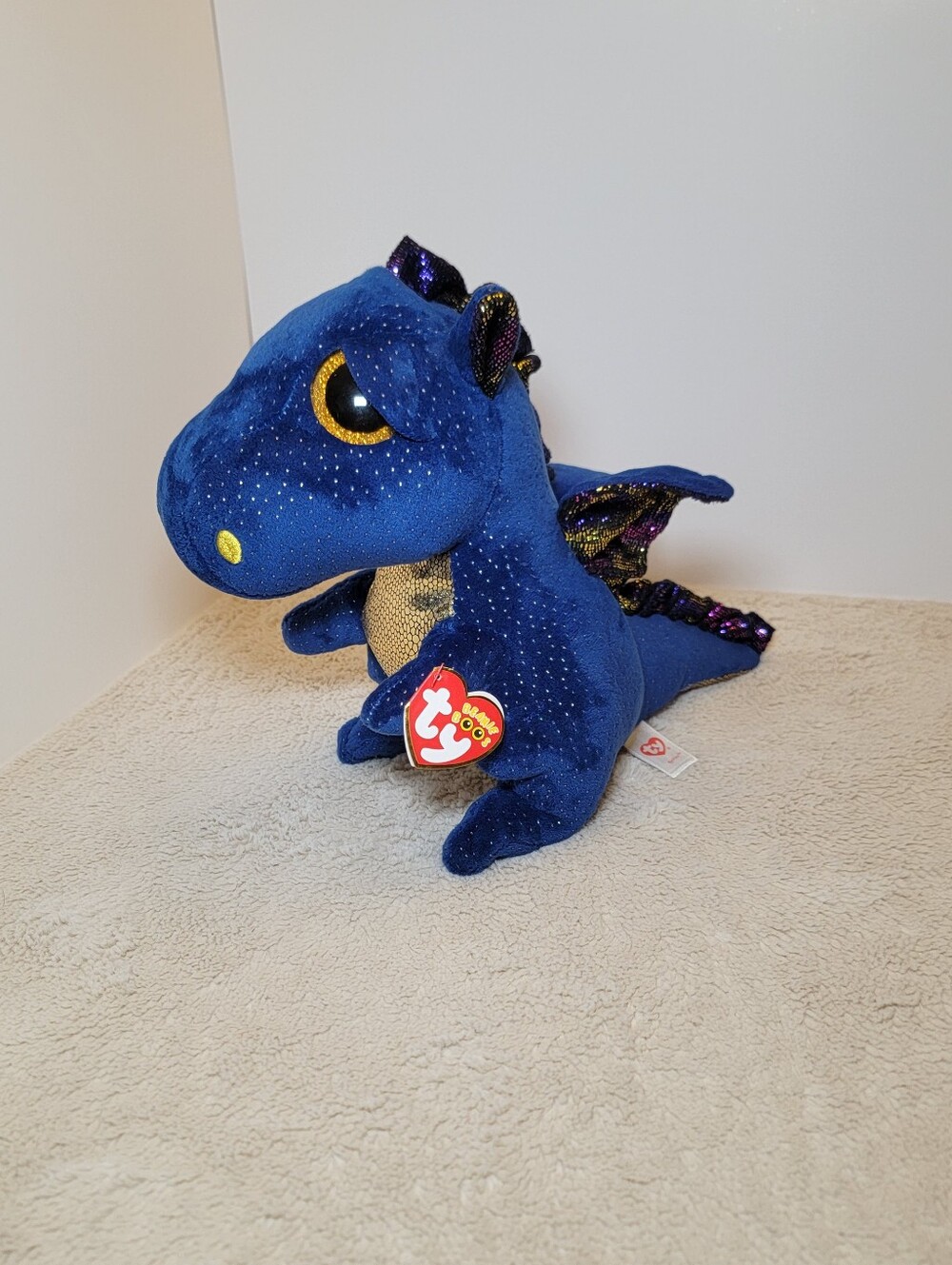 Ty Beanie Boos SAFFIRE the Blue Dragon 9" Medium Plush Stuffed Animal - NWT